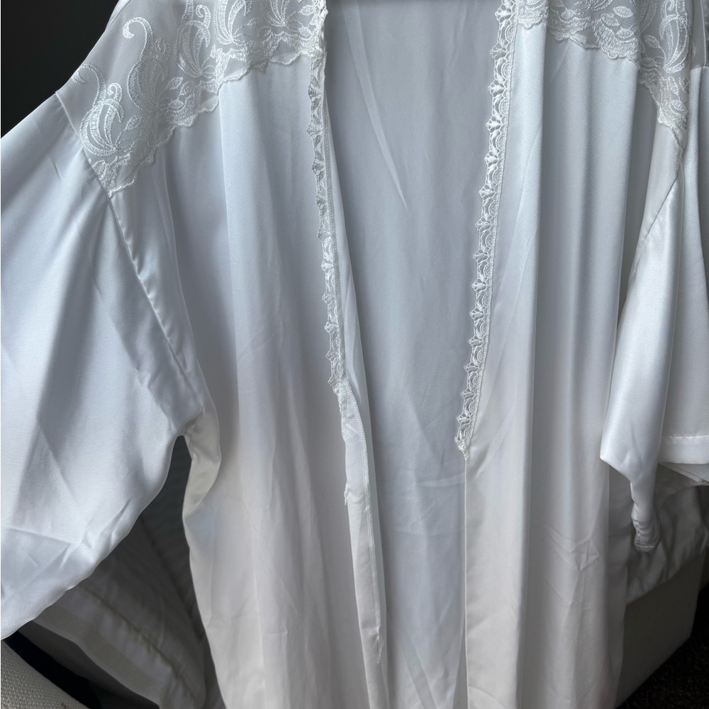 Luxurious White Lace-Accented Robe